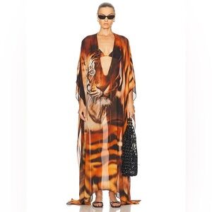 Skims X Roberto Cavalli Tiger Face Print Long Kaftan NWT NWB Small